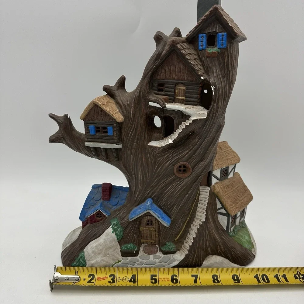 Vintage Handpainted Ceramic Fairy Treehouse 13